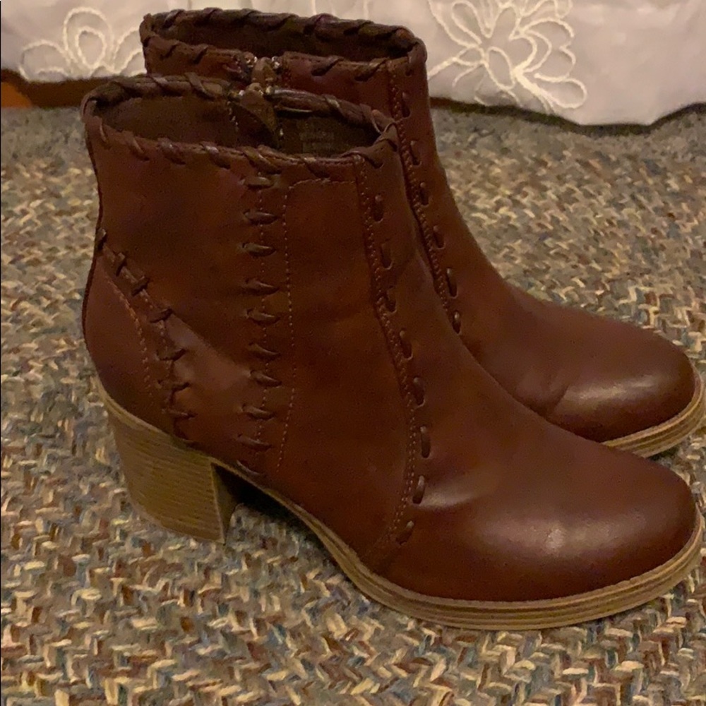 Maurices Brown Ankle Boots with Stitched Detail